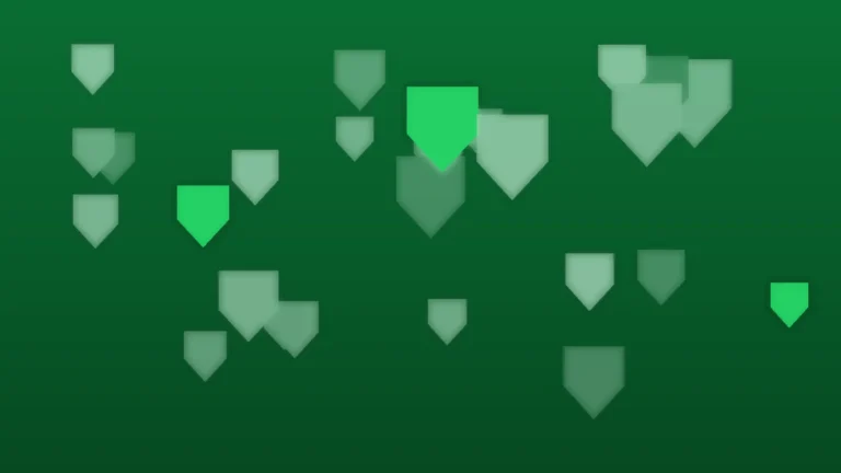 Escudos abstractos sobre fondo verde