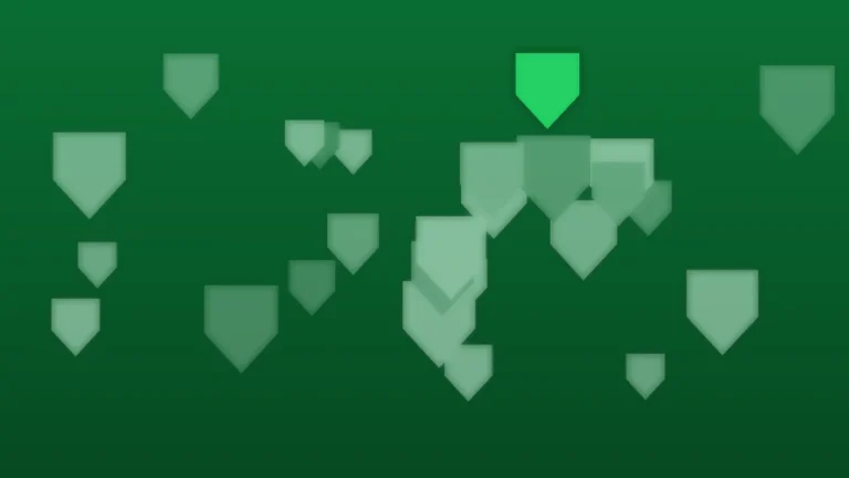 Escudos abstractos sobre fondo verde